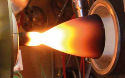 Hot fire testing of 200 N thruster.