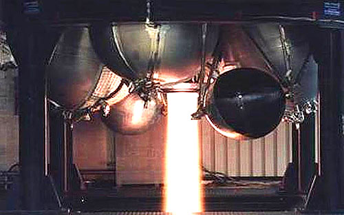 Hot fire testing of the Ariane 5 bipropellant upper stage.